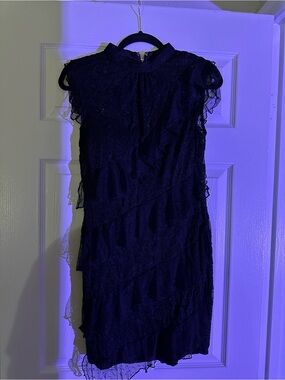 Entry Black Lace Ruffle Mini Dress